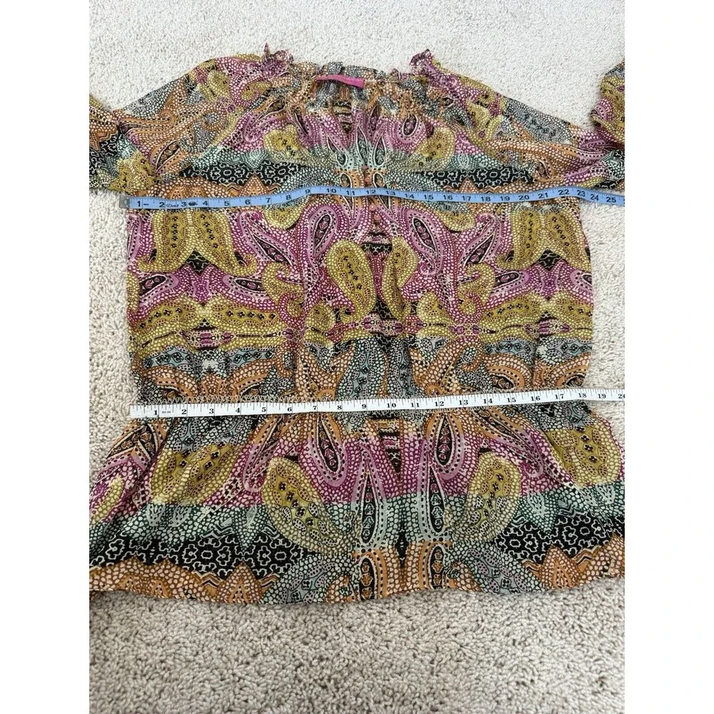 Robert Graham Womens Long Sleeve V-Neck Silk Paisley Shirt  Sz XL‎ Boho Colorful - Picture 6 of 8
